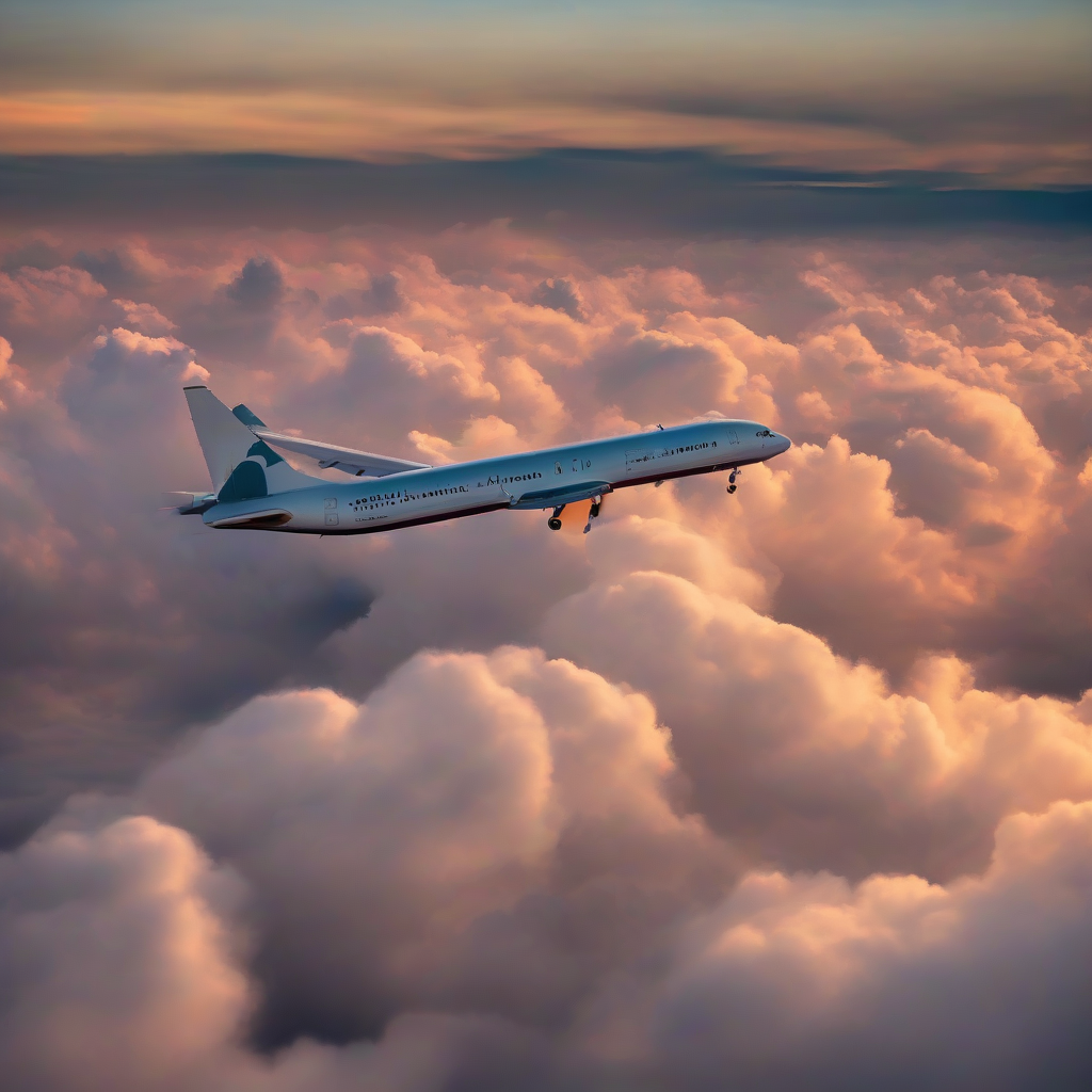 airplane over clouds with stunning sunset view by मुफ्त एआई छवि जनरेटर - बिना लॉगिन के✨ | AIGAZOU