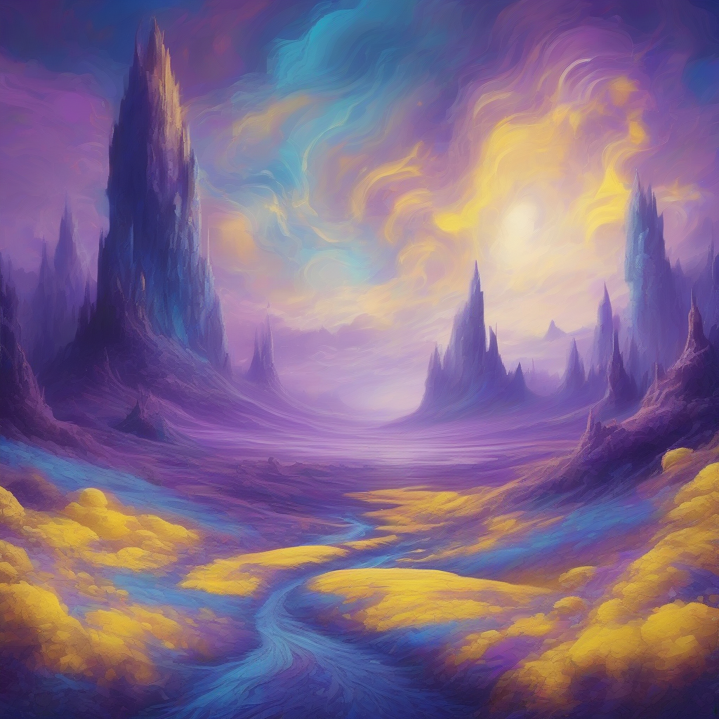 fantastic dreamlike landscape blue yellow purple by मुफ्त एआई छवि जनरेटर - बिना लॉगिन के✨ | AIGAZOU