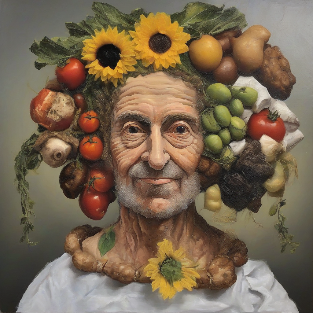 arcimboldo style oil portraits with food elements by मुफ्त एआई छवि जनरेटर - बिना लॉगिन के✨ | AIGAZOU