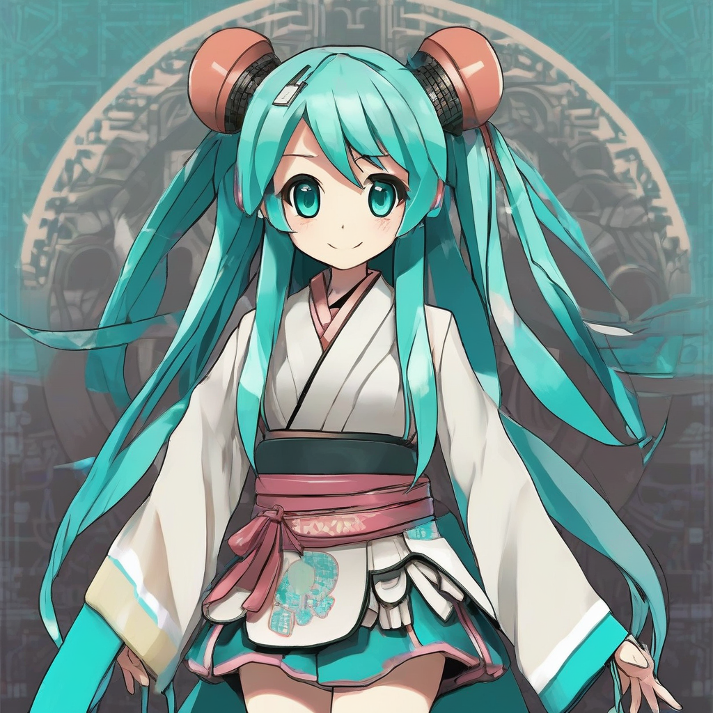 ancient japanese clothing hologram miku by मुफ्त एआई छवि जनरेटर - बिना लॉगिन के✨ | AIGAZOU