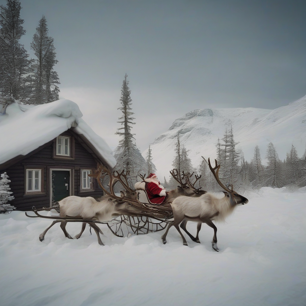 reindeer in front of house in arctic by मुफ्त एआई छवि जनरेटर - बिना लॉगिन के✨ | AIGAZOU