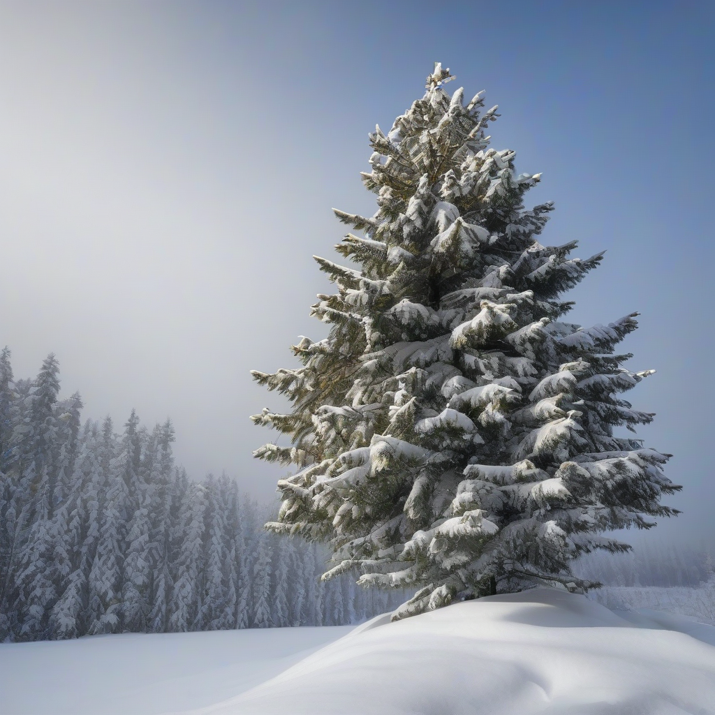 snow covered single pine tree by मुफ्त एआई छवि जनरेटर - बिना लॉगिन के✨ | AIGAZOU