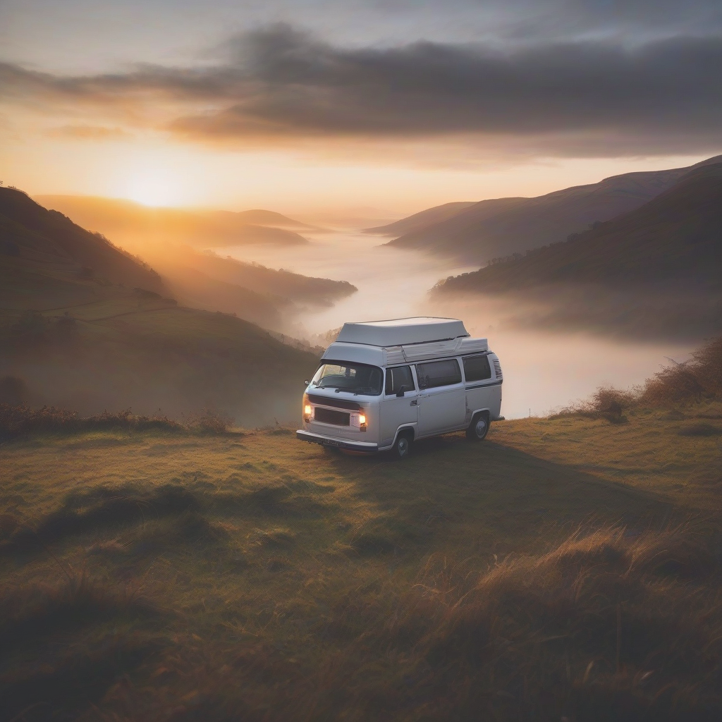 campervan parked in a panoramic spot by मुफ्त एआई छवि जनरेटर - बिना लॉगिन के✨ | AIGAZOU