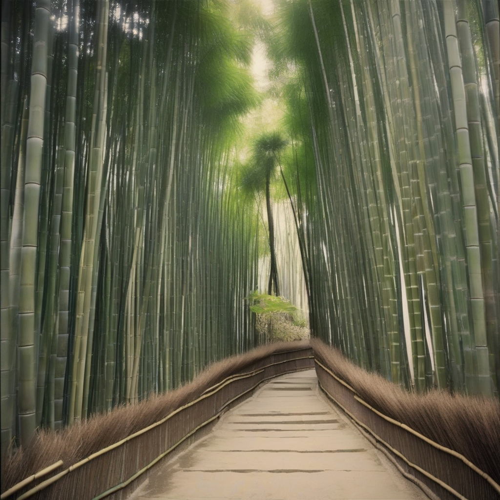 path through a bamboo forest leading to an ancient temple by मुफ्त एआई छवि जनरेटर - बिना लॉगिन के✨ | AIGAZOU