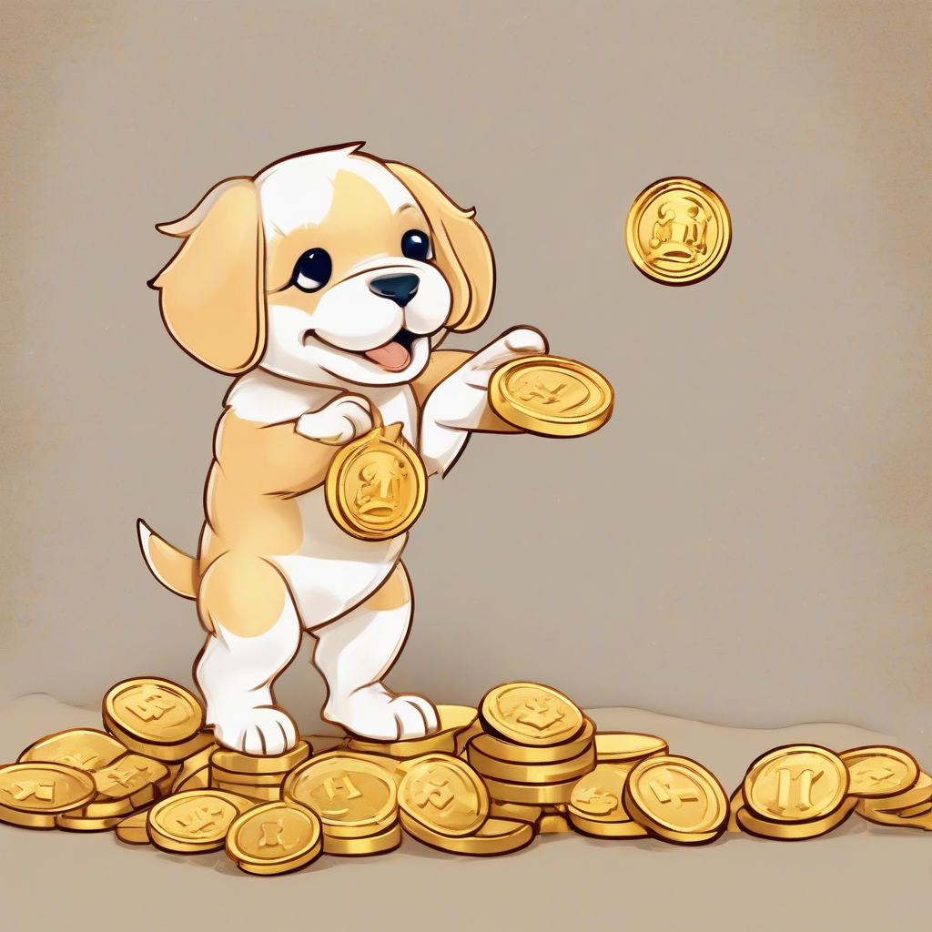 cute puppy with gold coins and background by 免费AI图像生成工具 | AIGAZOU