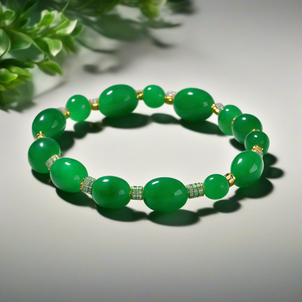 white background emerald jade bracelet by मुफ्त एआई छवि जनरेटर - बिना लॉगिन के✨ | AIGAZOU