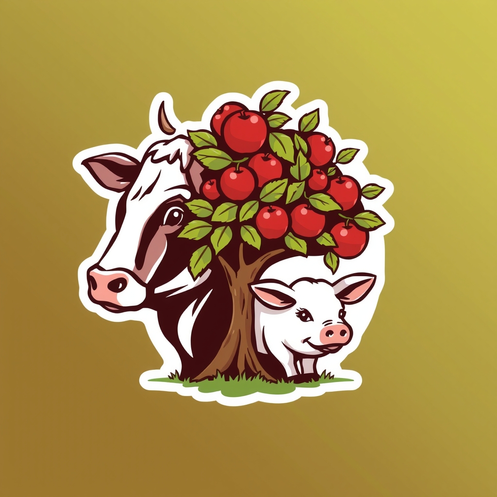 logo rinderkopf schwein apfelbaum by मुफ्त एआई छवि जनरेटर - बिना लॉगिन के✨ | AIGAZOU