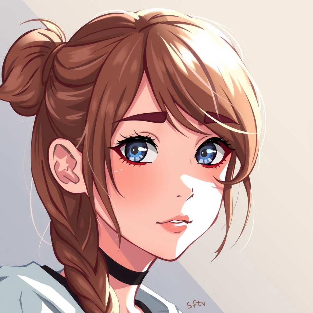 a girl with brown hair and blue eyes by Générateur d'images par IA gratuit - Aucune connexion nécessaire✨ | AIGAZOU