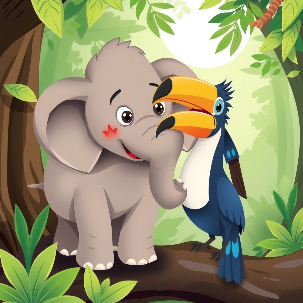 leo the elephant and tim the toucan eco adventure by मुफ्त एआई छवि जनरेटर - बिना लॉगिन के✨ | AIGAZOU