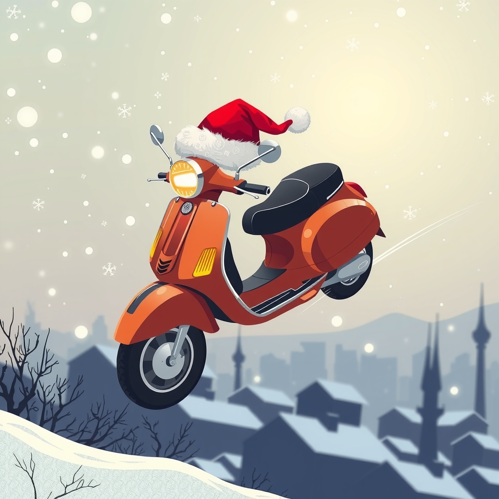 a vespa nitrothorax flies with a christmas hat by मुफ्त एआई छवि जनरेटर - बिना लॉगिन के✨ | AIGAZOU