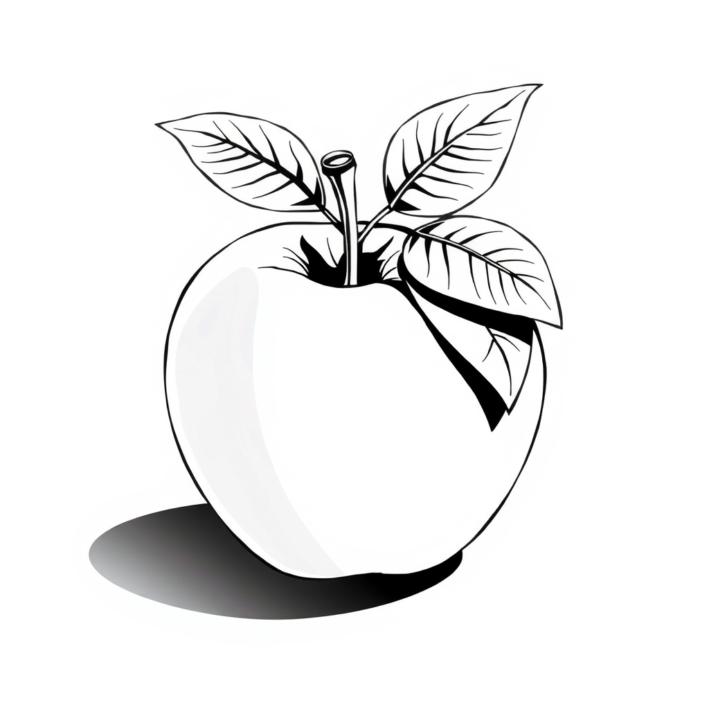 apple black white by 免费AI图像生成工具 | AIGAZOU