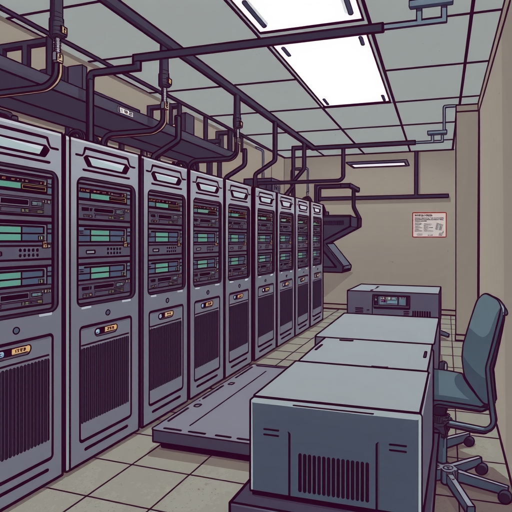 obsolete servers in a room by मुफ्त एआई छवि जनरेटर - बिना लॉगिन के✨ | AIGAZOU