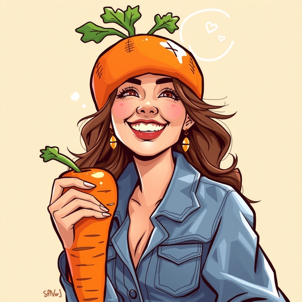 a funny woman wearing carrots by मुफ्त एआई छवि जनरेटर - बिना लॉगिन के✨ | AIGAZOU