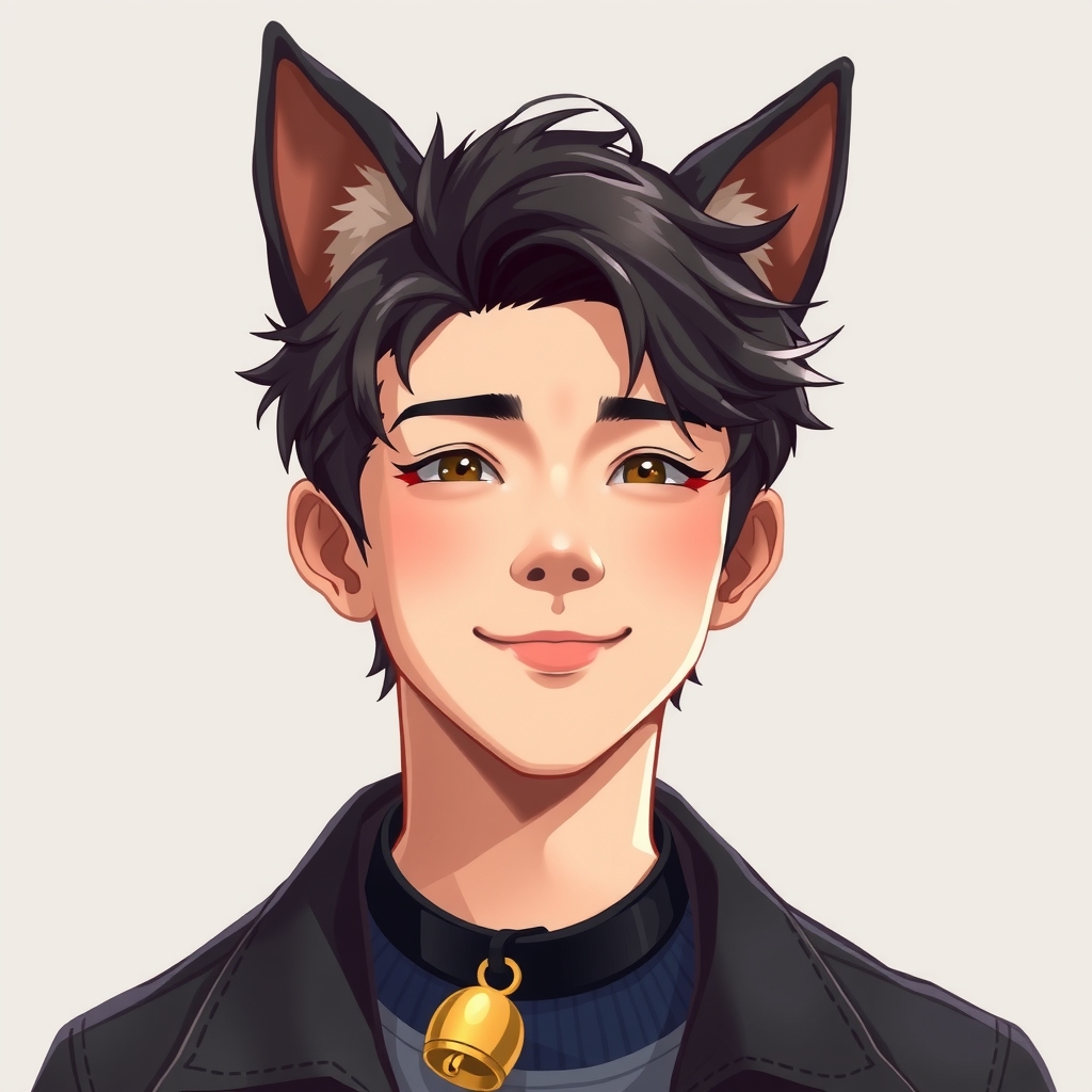 cute asian male with dog ears and collar by Générateur d'images par IA gratuit - Aucune connexion nécessaire✨ | AIGAZOU