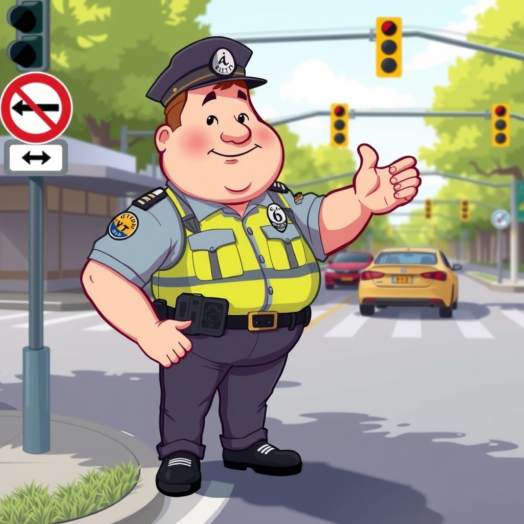 a fat male traffic police officer by मुफ्त एआई छवि जनरेटर - बिना लॉगिन के✨ | AIGAZOU