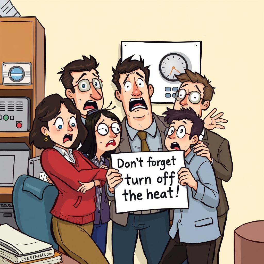 reminder turn off the heater in office by मुफ्त एआई छवि जनरेटर - बिना लॉगिन के✨ | AIGAZOU