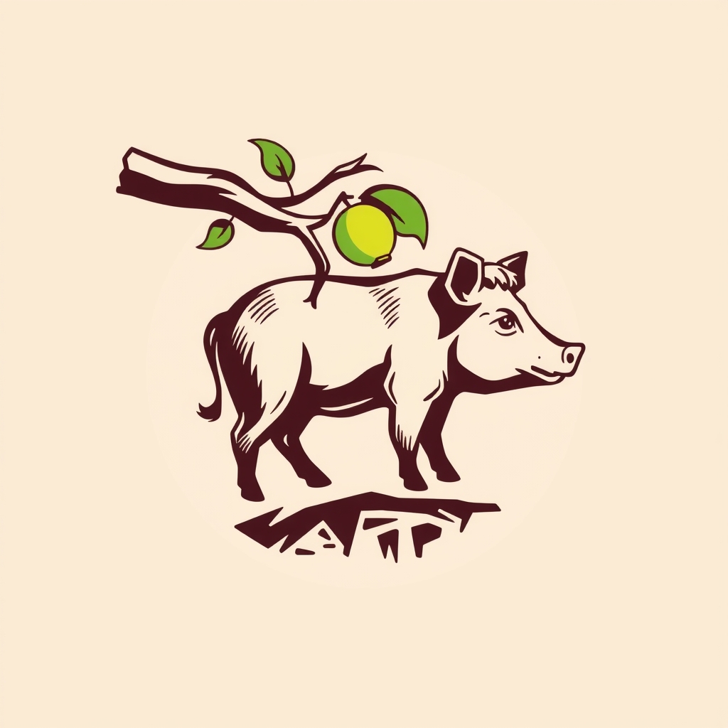 logo rind schwein apfelbaum by मुफ्त एआई छवि जनरेटर - बिना लॉगिन के✨ | AIGAZOU