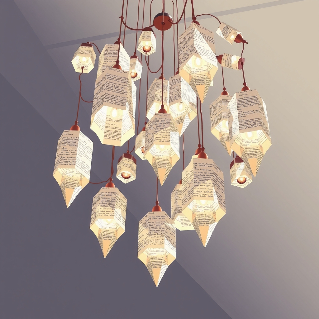 chandelier made of paper cut into wind chime shapes by Générateur d'images par IA gratuit - Aucune connexion nécessaire✨ | AIGAZOU