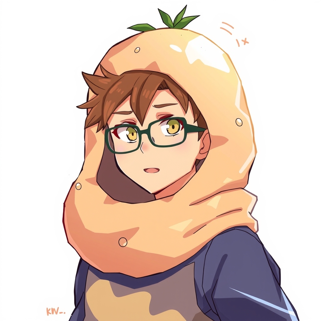 a man in a potato costume with glasses anime by मुफ्त एआई छवि जनरेटर - बिना लॉगिन के✨ | AIGAZOU