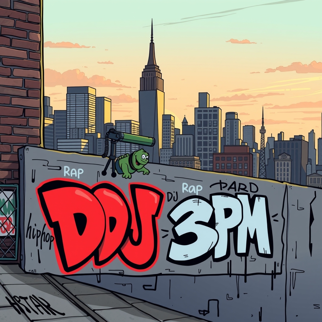 new york skyline with graffiti for hiphop rap dj by मुफ्त एआई छवि जनरेटर - बिना लॉगिन के✨ | AIGAZOU