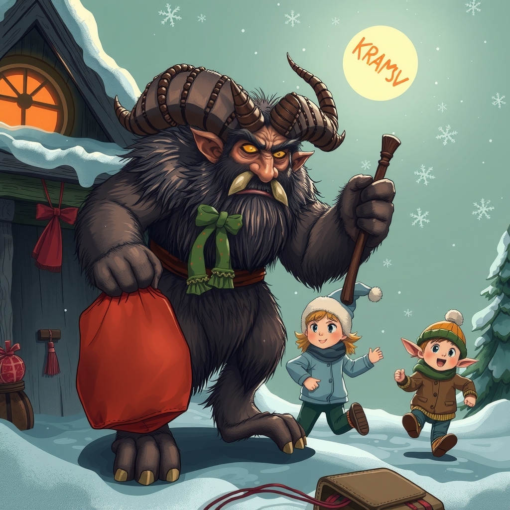 a scary krampus big and hairy with a sack and rod by मुफ्त एआई छवि जनरेटर - बिना लॉगिन के✨ | AIGAZOU