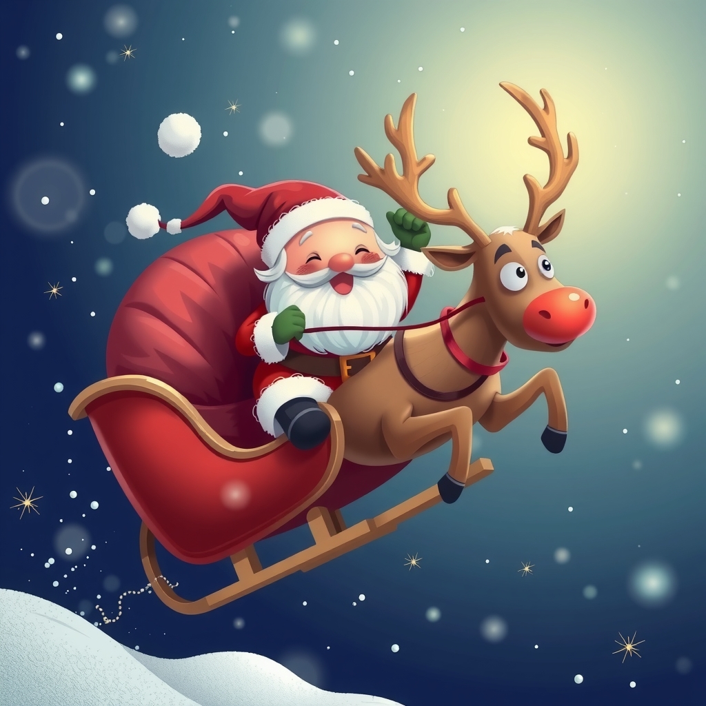 create a picture of a santa and a reindeer by मुफ्त एआई छवि जनरेटर - बिना लॉगिन के✨ | AIGAZOU