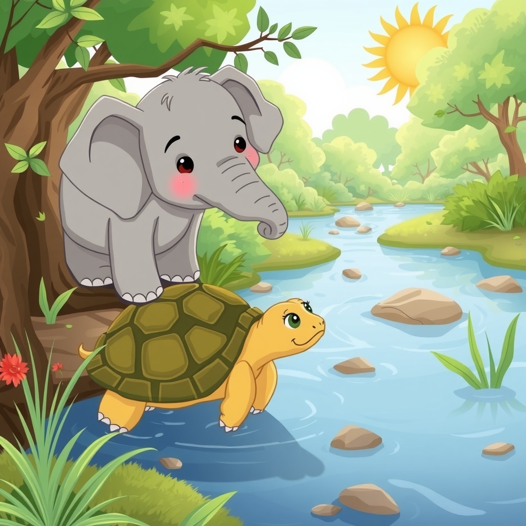 meeting mia the turtle and cleaning the river by मुफ्त एआई छवि जनरेटर - बिना लॉगिन के✨ | AIGAZOU