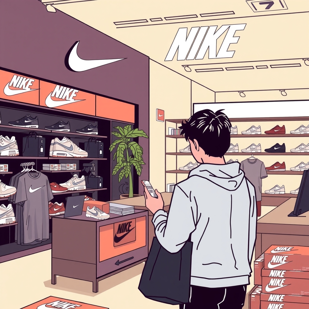 person shopping at nike store by मुफ्त एआई छवि जनरेटर - बिना लॉगिन के✨ | AIGAZOU