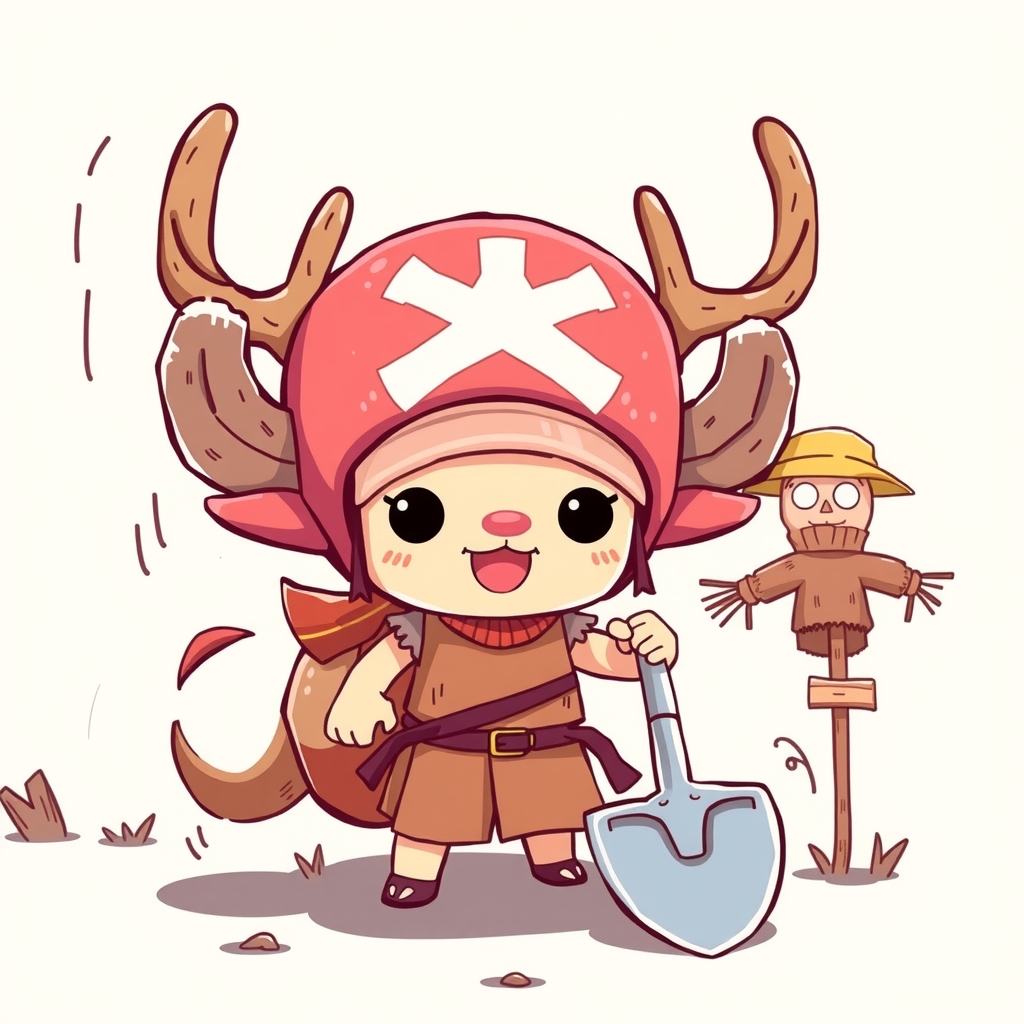 chopper cute long antlers shovel scarecrow by Générateur d'images par IA gratuit - Aucune connexion nécessaire✨ | AIGAZOU