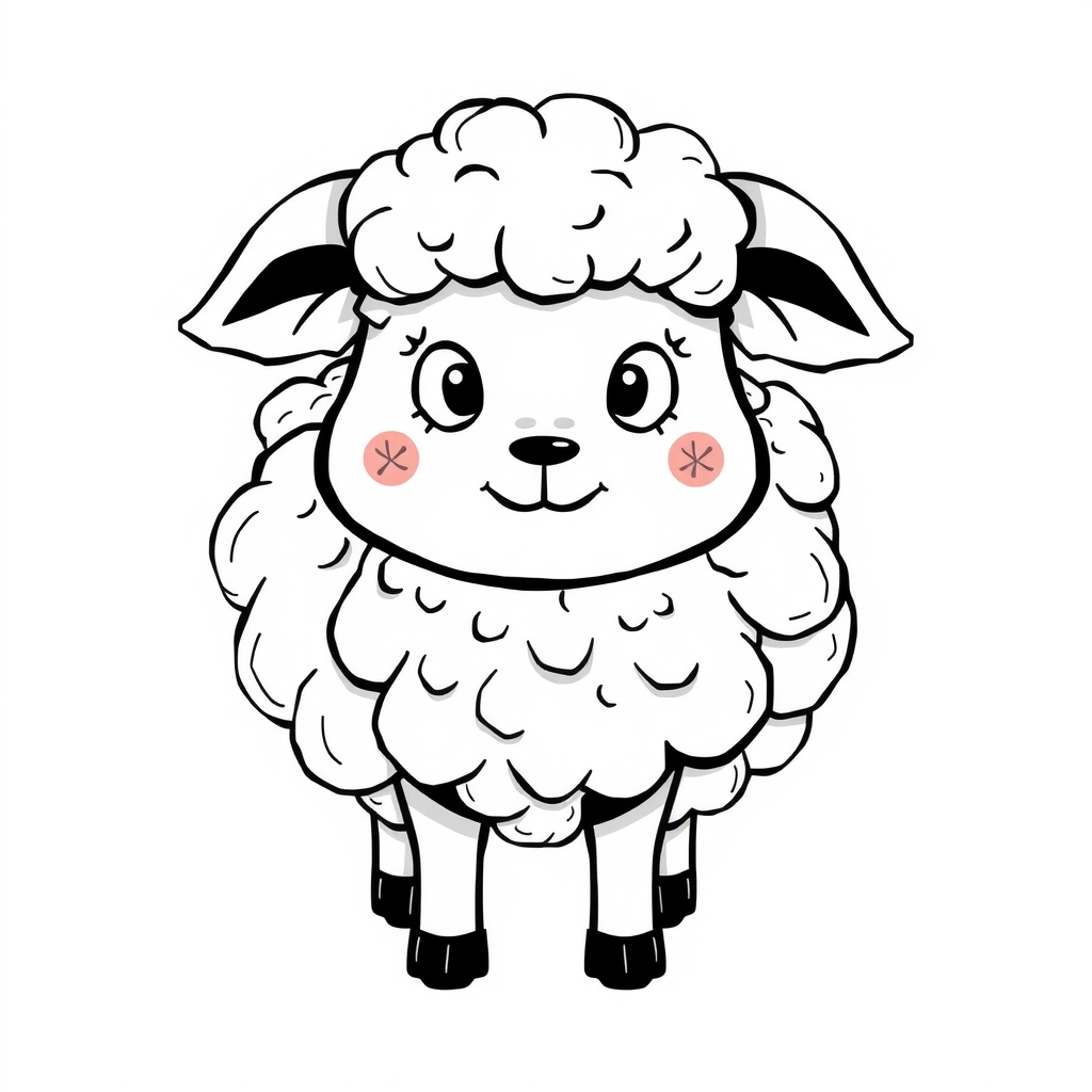 black and white happy sheep coloring book by मुफ्त एआई छवि जनरेटर - बिना लॉगिन के✨ | AIGAZOU