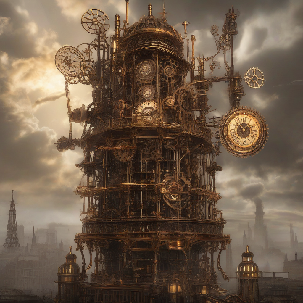 a colossal steampunk tower with intricate gears and machinery by मुफ्त एआई छवि जनरेटर - बिना लॉगिन के✨ | AIGAZOU