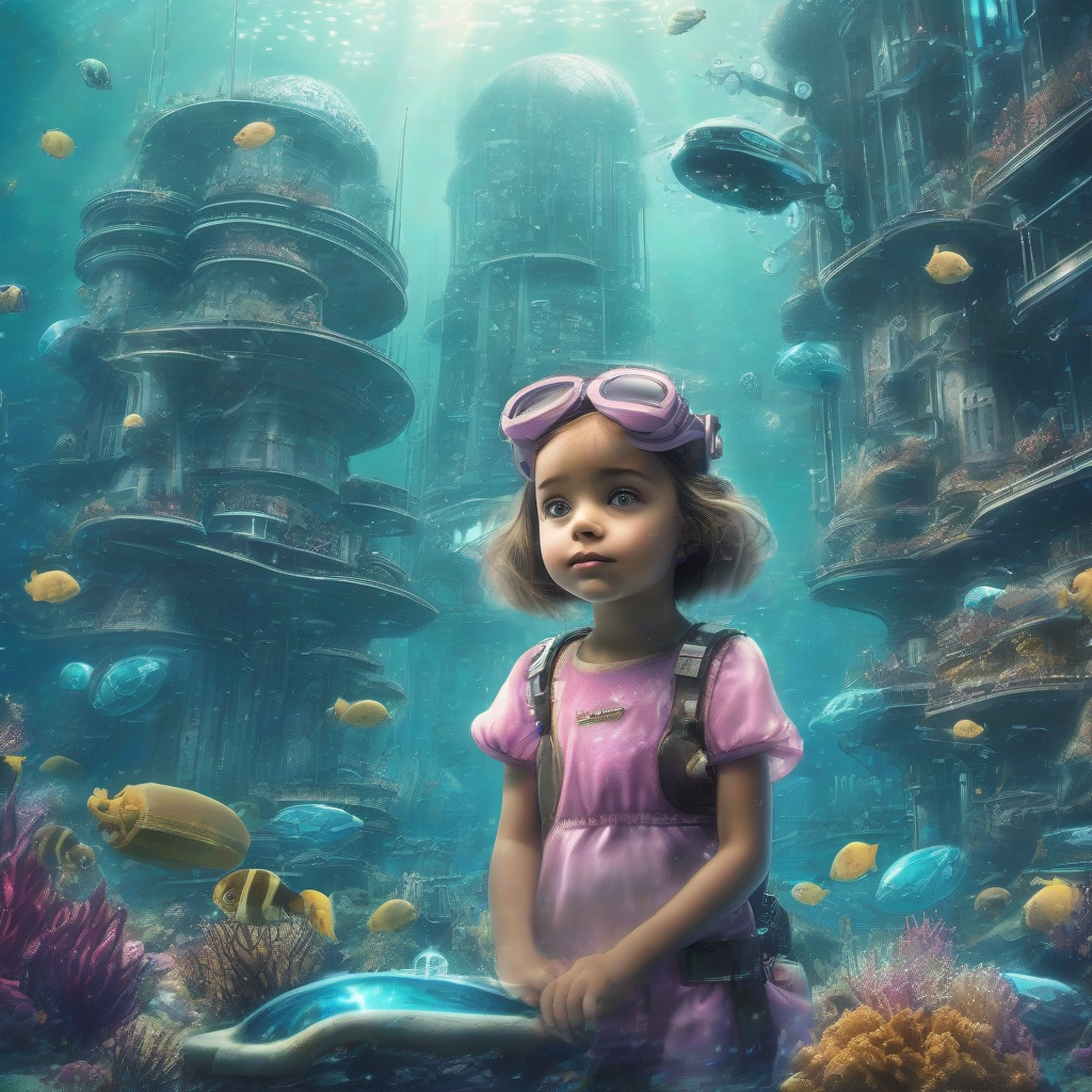 a little girl in a future city under the sea by मुफ्त एआई छवि जनरेटर - बिना लॉगिन के✨ | AIGAZOU