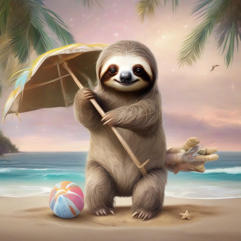 magical sloth realistic on the beach baby by मुफ्त एआई छवि जनरेटर - बिना लॉगिन के✨ | AIGAZOU