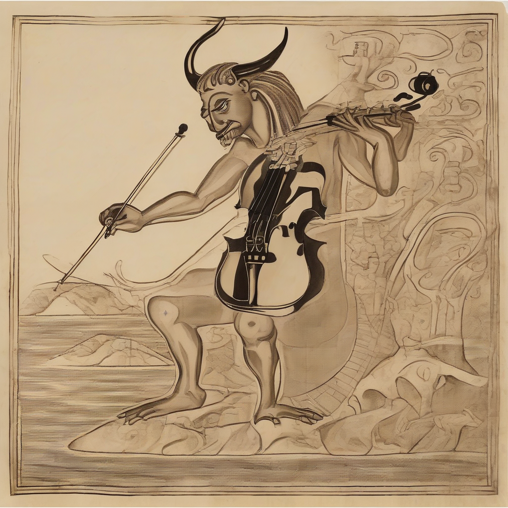 minotaur dancing with violin on island by मुफ्त एआई छवि जनरेटर - बिना लॉगिन के✨ | AIGAZOU