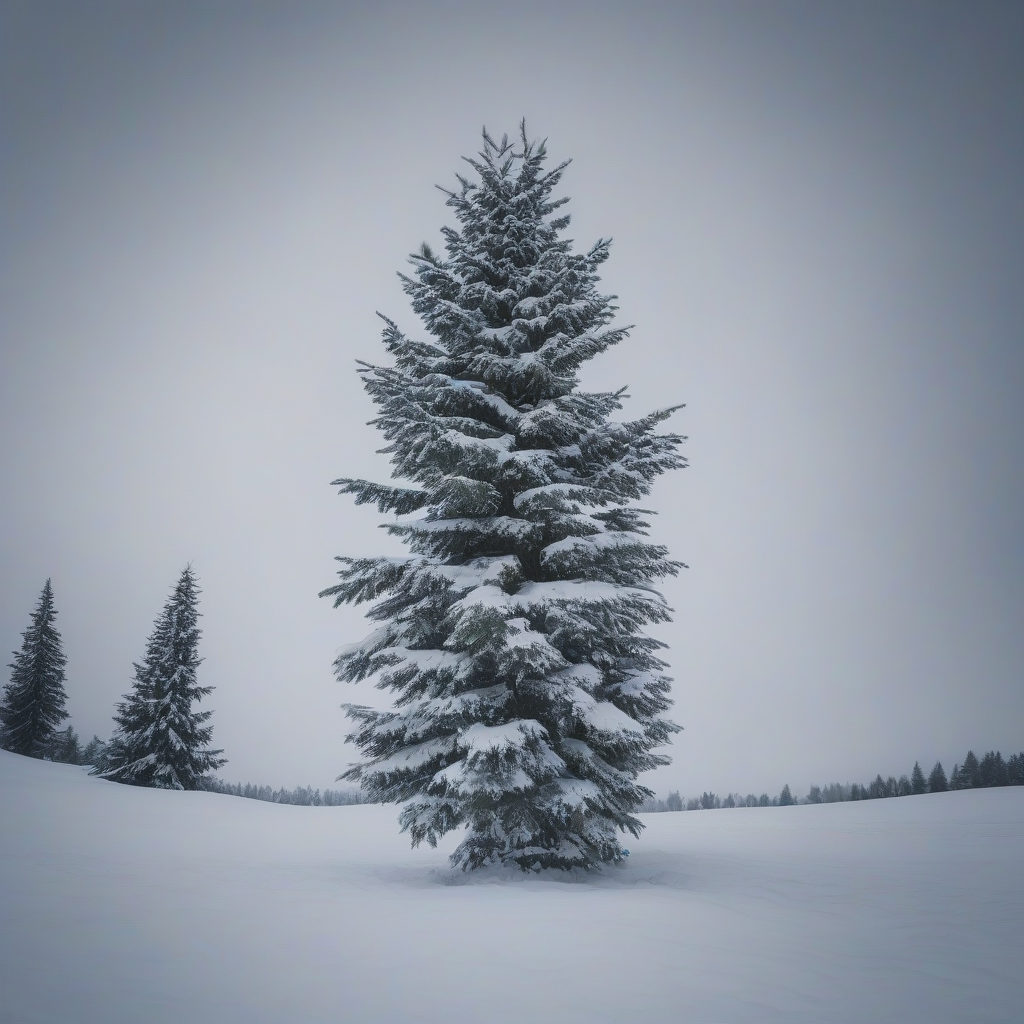 a single snow covered pine tree by मुफ्त एआई छवि जनरेटर - बिना लॉगिन के✨ | AIGAZOU