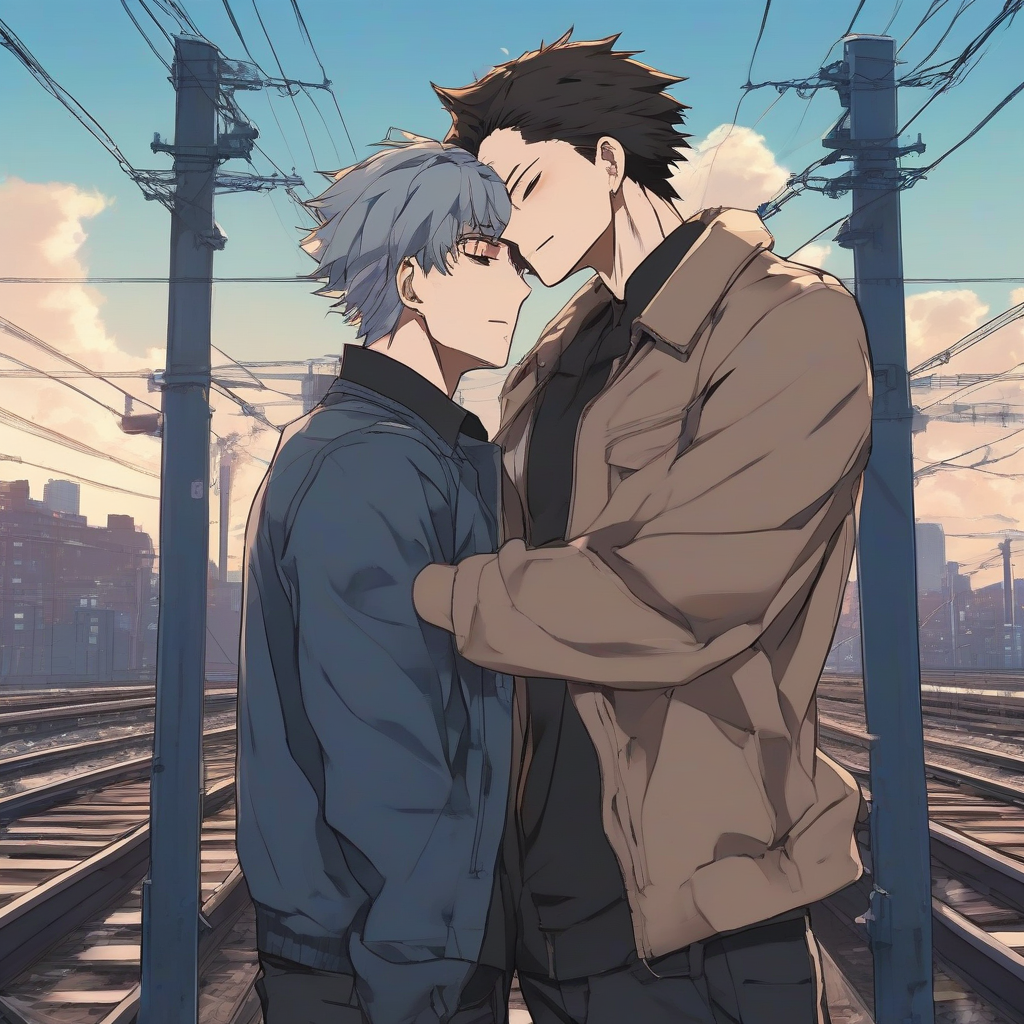 two men in love embrace realistic anime style by Générateur d'images par IA gratuit - Aucune connexion nécessaire✨ | AIGAZOU