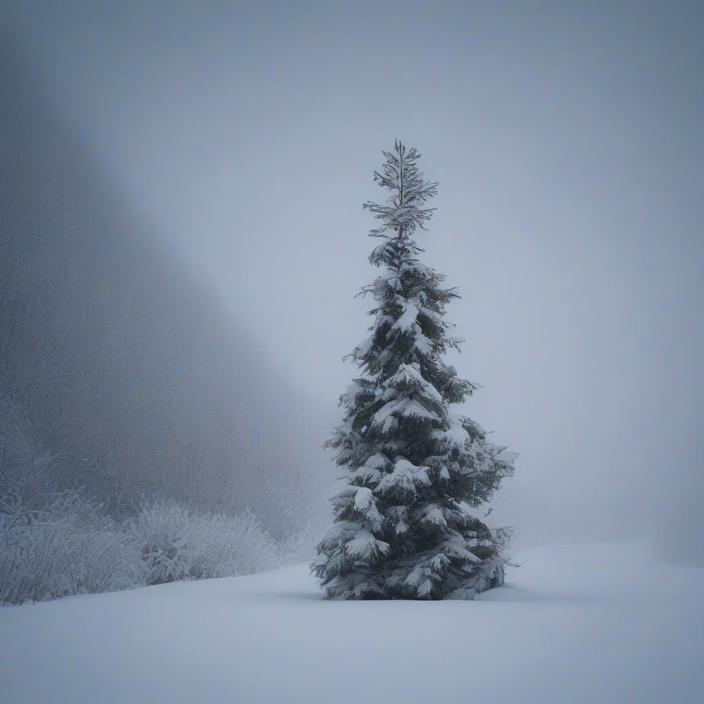 a single snow covered fir tree by मुफ्त एआई छवि जनरेटर - बिना लॉगिन के✨ | AIGAZOU