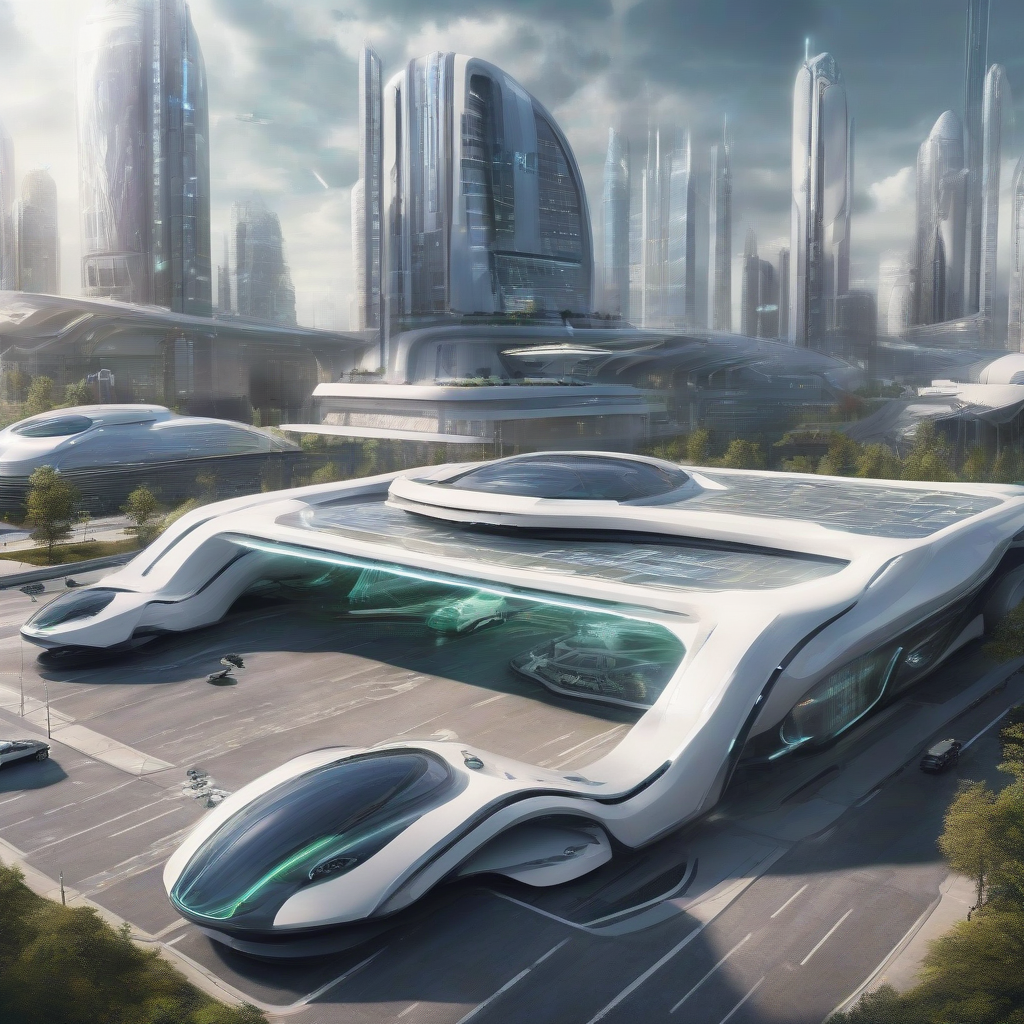 future city technology building and cars by मुफ्त एआई छवि जनरेटर - बिना लॉगिन के✨ | AIGAZOU