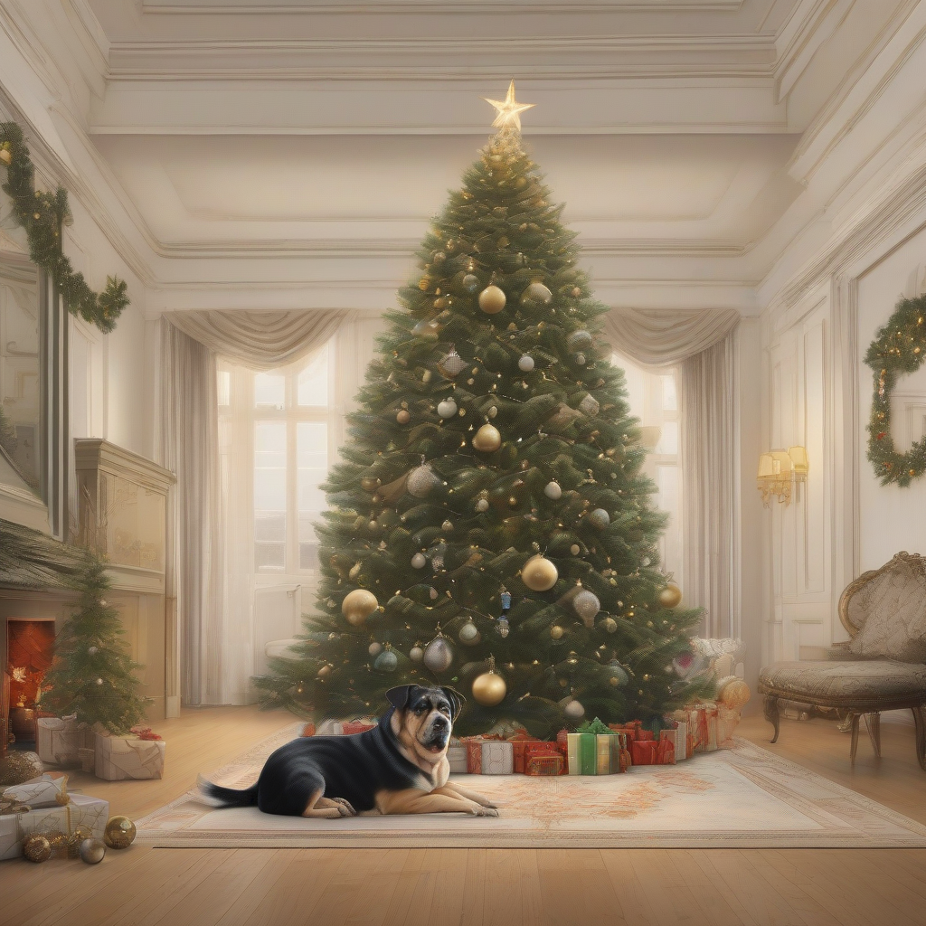 photorealistic fine details christmas tree dog by मुफ्त एआई छवि जनरेटर - बिना लॉगिन के✨ | AIGAZOU