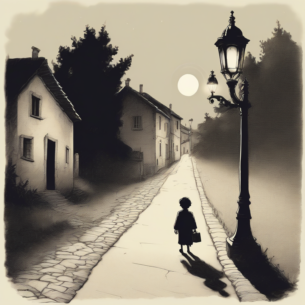 a boy giovanni walks towards a rusty streetlight by मुफ्त एआई छवि जनरेटर - बिना लॉगिन के✨ | AIGAZOU