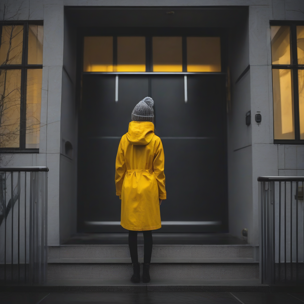 cinematic shot girl yellow coat gray hat by मुफ्त एआई छवि जनरेटर - बिना लॉगिन के✨ | AIGAZOU