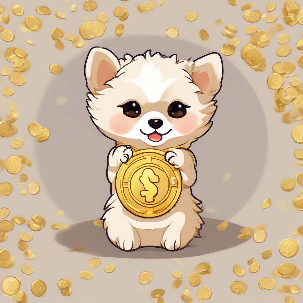 cute puppy with gold coins and background by Générateur d'images par IA gratuit - Aucune connexion nécessaire✨ | AIGAZOU