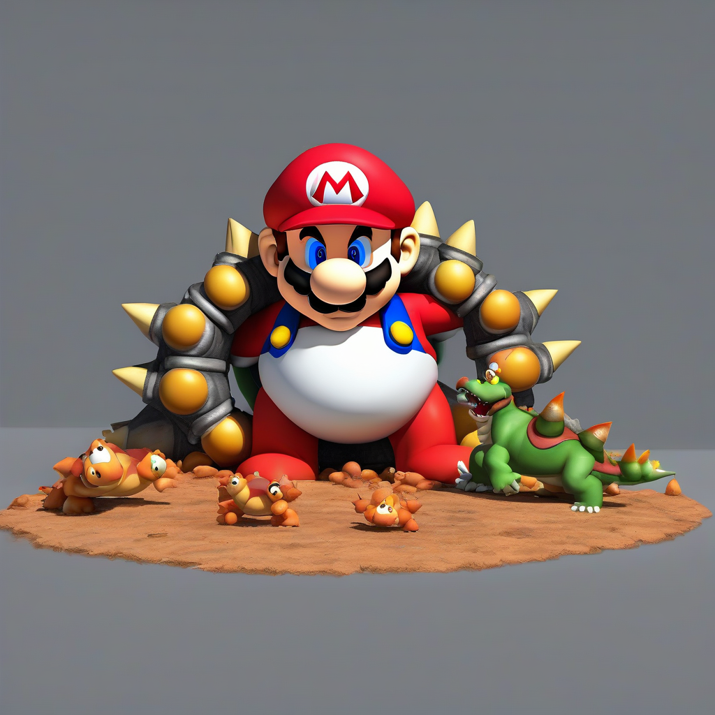 create a picture of mario standing on dead bowser by मुफ्त एआई छवि जनरेटर - बिना लॉगिन के✨ | AIGAZOU