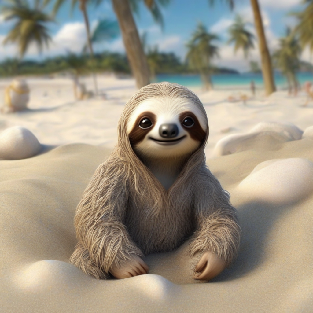 magical sloth realistic on the beach baby by मुफ्त एआई छवि जनरेटर - बिना लॉगिन के✨ | AIGAZOU