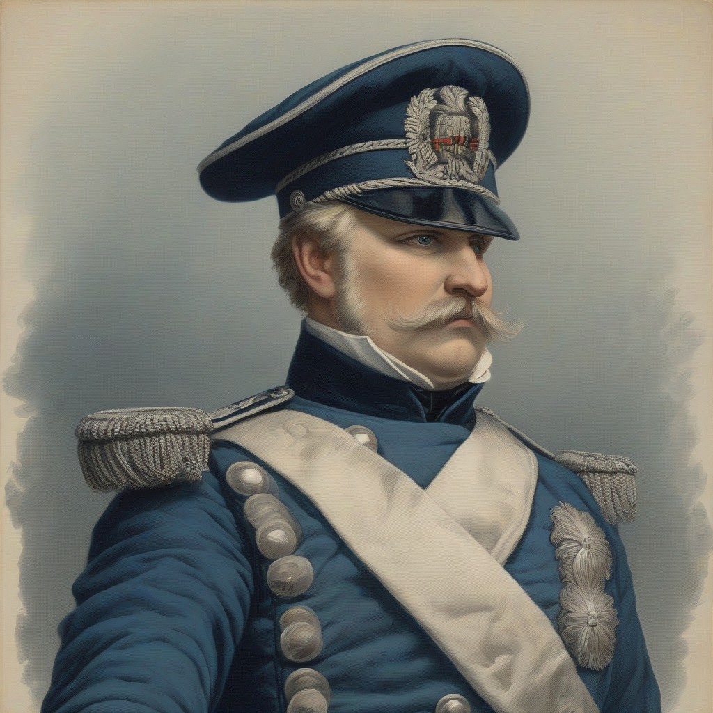 a proud prussian in blue uniform clenches fist over chest by मुफ्त एआई छवि जनरेटर - बिना लॉगिन के✨ | AIGAZOU