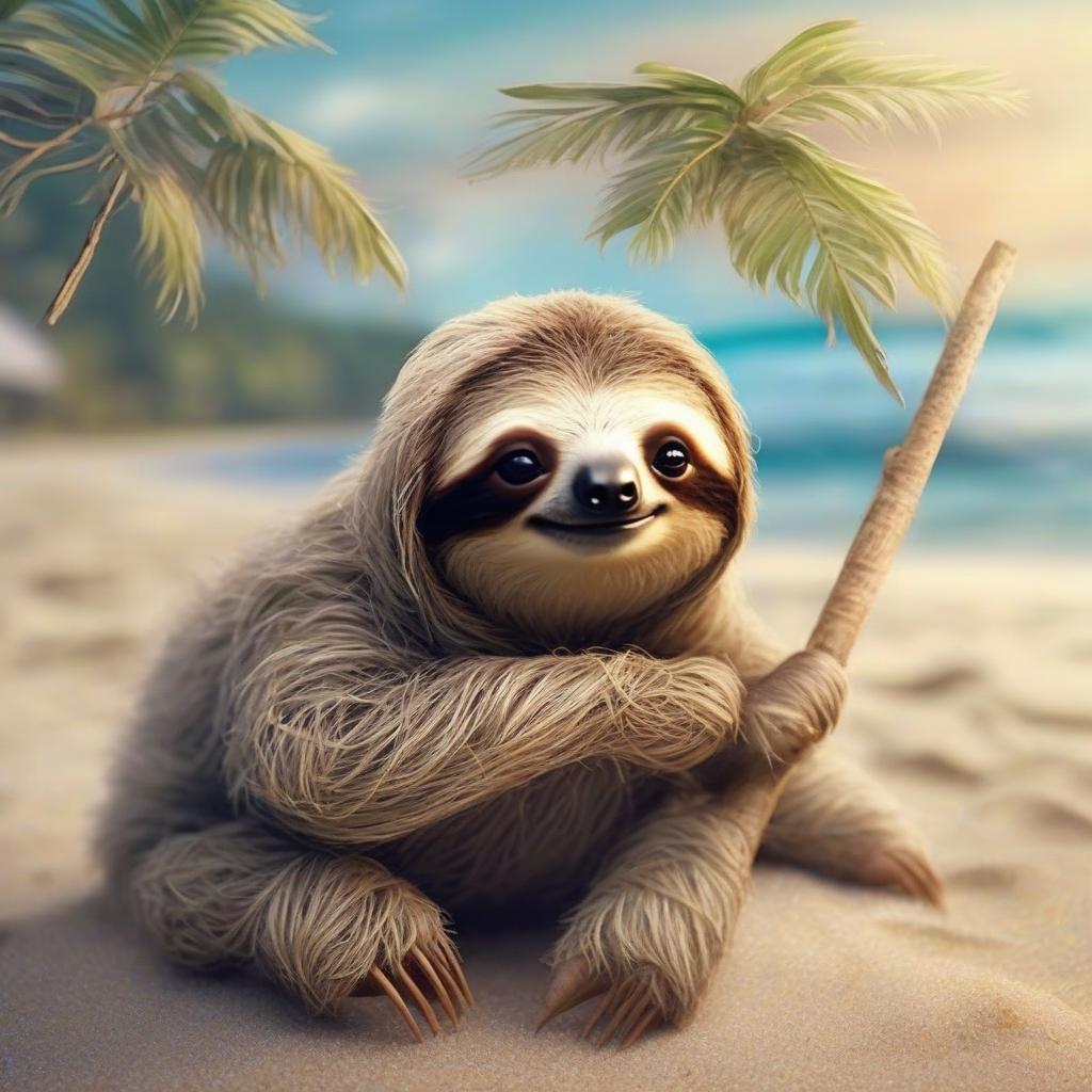 magical sloth realistic on the beach baby by मुफ्त एआई छवि जनरेटर - बिना लॉगिन के✨ | AIGAZOU