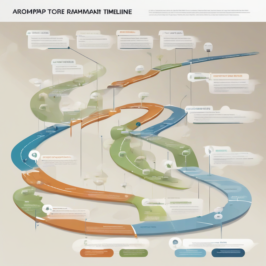 a roadmap or timeline diagram visually representing the various topics of the presentation by मुफ्त एआई छवि जनरेटर - बिना लॉगिन के✨ | AIGAZOU