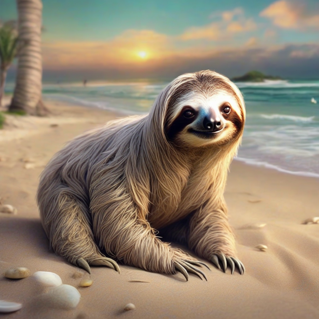 magical sloth realistic on the beach by मुफ्त एआई छवि जनरेटर - बिना लॉगिन के✨ | AIGAZOU