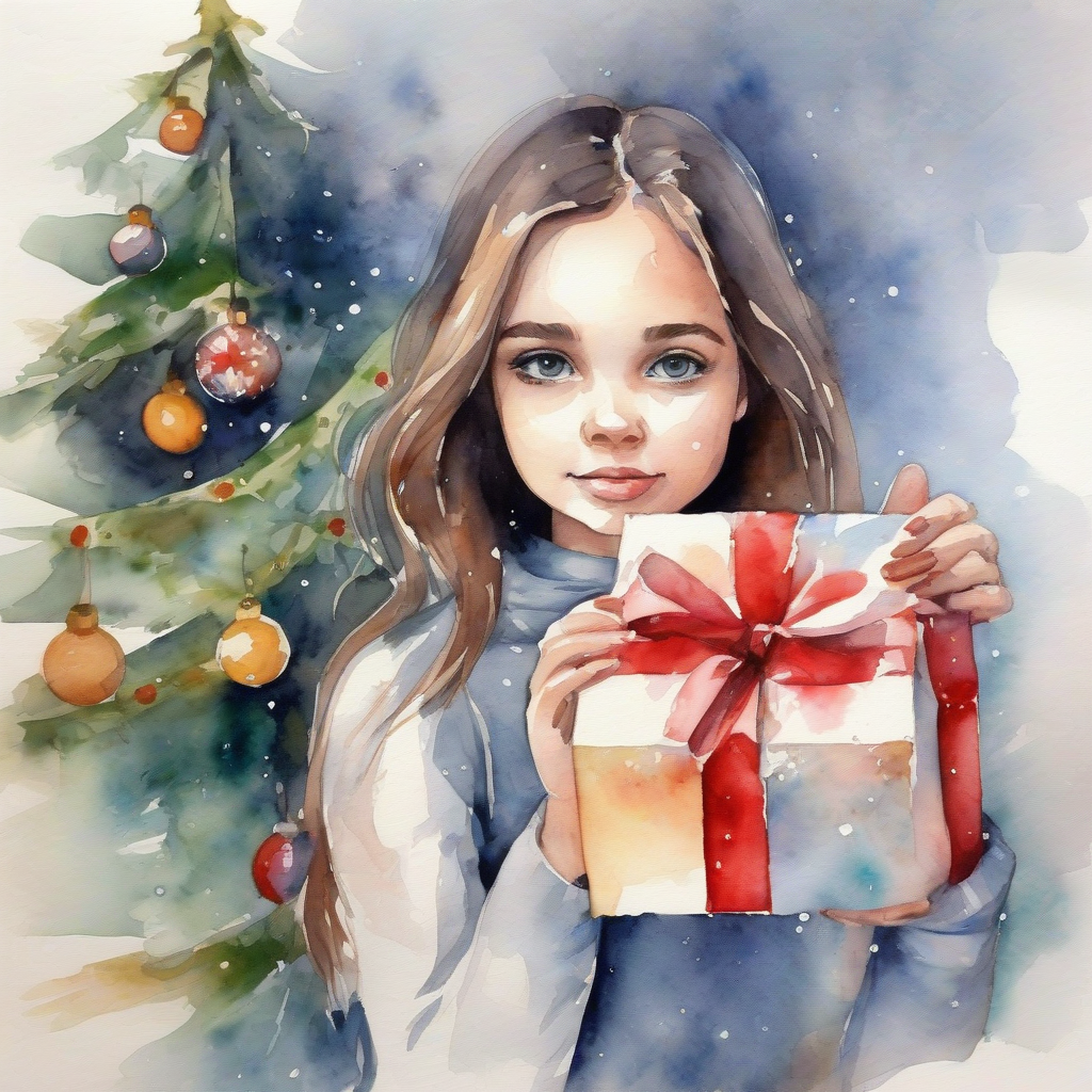 christmas presents and beautiful girls watercolor painting by मुफ्त एआई छवि जनरेटर - बिना लॉगिन के✨ | AIGAZOU