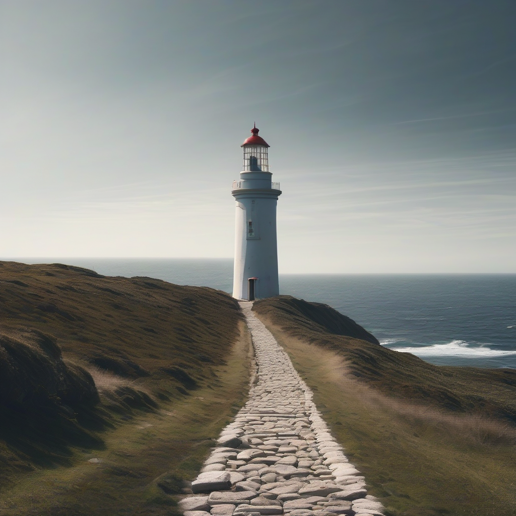 coastal path leading to a solitary lighthouse with a view of the endless ocean by मुफ्त एआई छवि जनरेटर - बिना लॉगिन के✨ | AIGAZOU